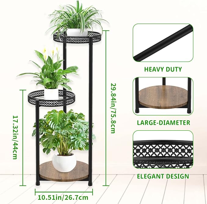 Oppro Plant Stand Indoor Outdoor Set of 2, Tierd Corner Plant Stands Holder, Iron Flower Shelf Display Rack for Window Balcony Garden Patio