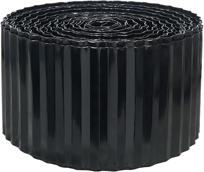 Quibbay Corrugated Metal Garden Edging, 6"×100Ft Landscape Edging Border for DIY Lawn, Flower Bed and Garden, Flexible Bender Border for Lawn and Yard, Sturdy Galvanized Garden Edging Border, Black
