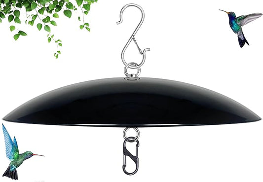 13" Bird Feeder Rain Guard, Hummingbird Feeders Shade Dome Cover, Hanging Baffle for Bird Feeder Pole,Smart Birds Feeder Umbrella (Black), 1 Pack