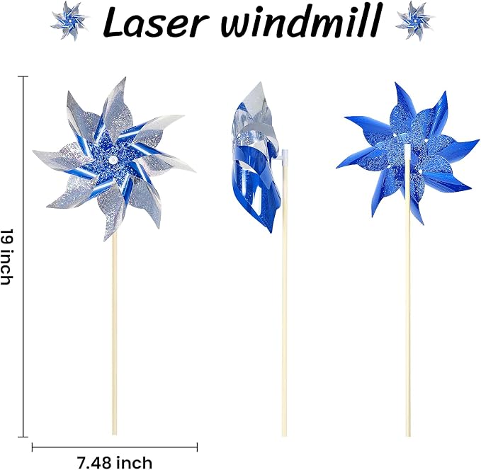 HOOSUN 10 Pack Reflective Pinwheels for Yard and Garden,Wind Spinners Outdoor Bird Scare Devices,Sparkly Windmills for Garden Decor,Scare Birds Away Wind Spinners for Outside Patio Yard