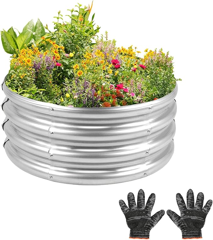 Gardeal Garden Galvanized Raised Garden Bed Kit - Metal Planter Box for Vegetables/Herbs/Flowers, Heavy-Duty Steel Outdoor Garden Box with Reinforced Edges (2x2x1 FT)