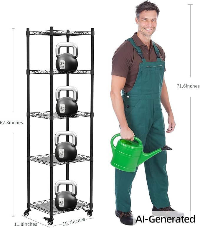 5-Tier Greenhouse for Indoor Outdoor , 15.7" L×11.8" W×62.3" H | Portable Greenhouse with Wheels，Clear PVC Cover and Metal Shelf，for Growing Flowers and Seedlings