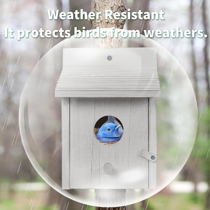 Bird House for Outside,Bluebird House,Outdoor Wooden Hanging Birdhouses Finch Wren Cardinals Garden Nesting Box
