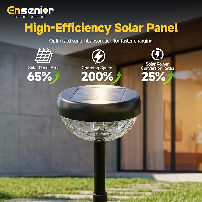Ensenior Solar Pathway Lights Outdoor, 8-Pack Adjustable Height LED Lights Outdoor Waterproof IP65 for Garden Landscape, Auto On/Off Solar Powered Yard Lights for Walkway (Warm White)