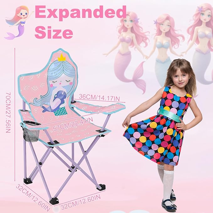 KABOER Kids Outdoor Folding Lawn and Camping Chair with Cup Holder and Carrying Bag, Children's Camping Chairs