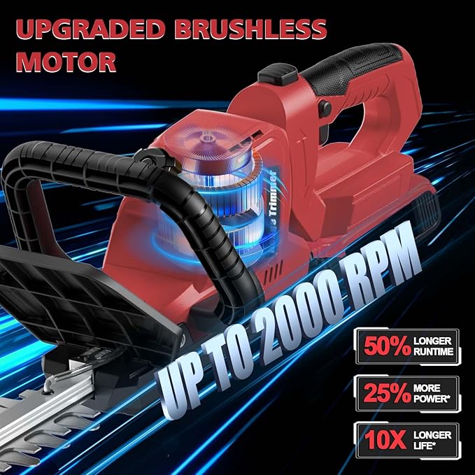 Hedge Trimmer Cordless Compatible with Milwaukee M18 Battery, 22-Inch Battery Hedge Trimmer, Brushless Bush Trimmer, 2/3'' Cutting Capacity, Lightweight & Rotatable Handle(No Battery)