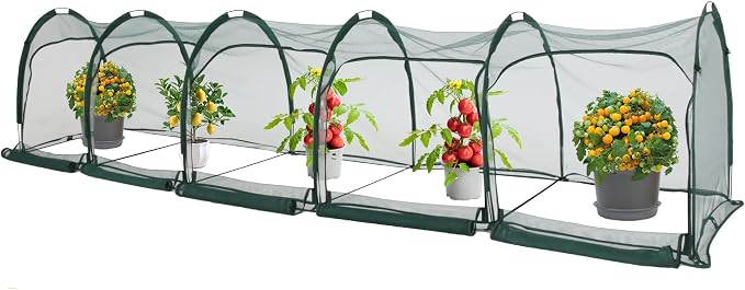 Flexible Net Grow Tunnel - Garden Greenhouse Mesh Cover Growhouse Plant Netting Covers for Protecting Fruit Vegetables Plants Cultivation (5M)