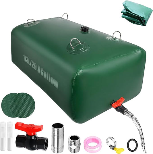 113L/29.8Gallon Water Storage Bladder, Foldable Portable Water Bladder Tank, Large Capacity Water Bag Container for Camping, Truck, RV, Emergency, Outdoor