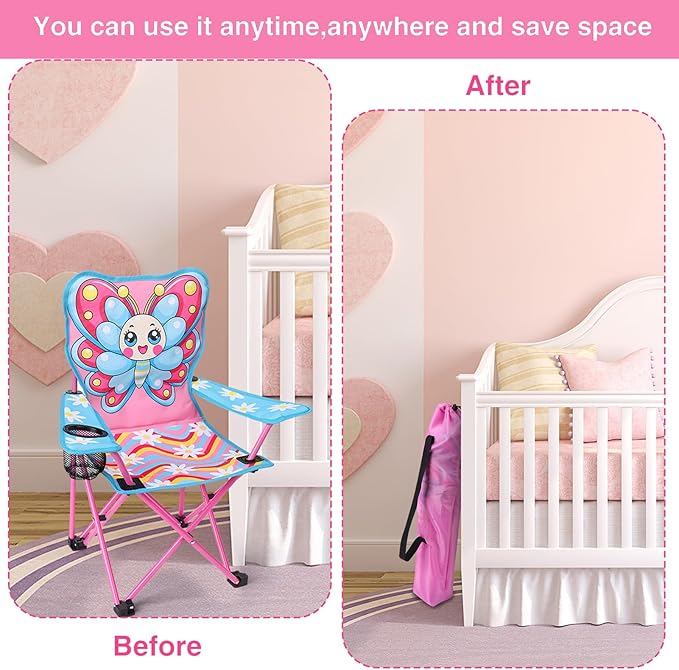 KABOER Kids Outdoor Folding Lawn and Camping Chair with Cup Holder and Carrying Bag, Children's Camping Chairs