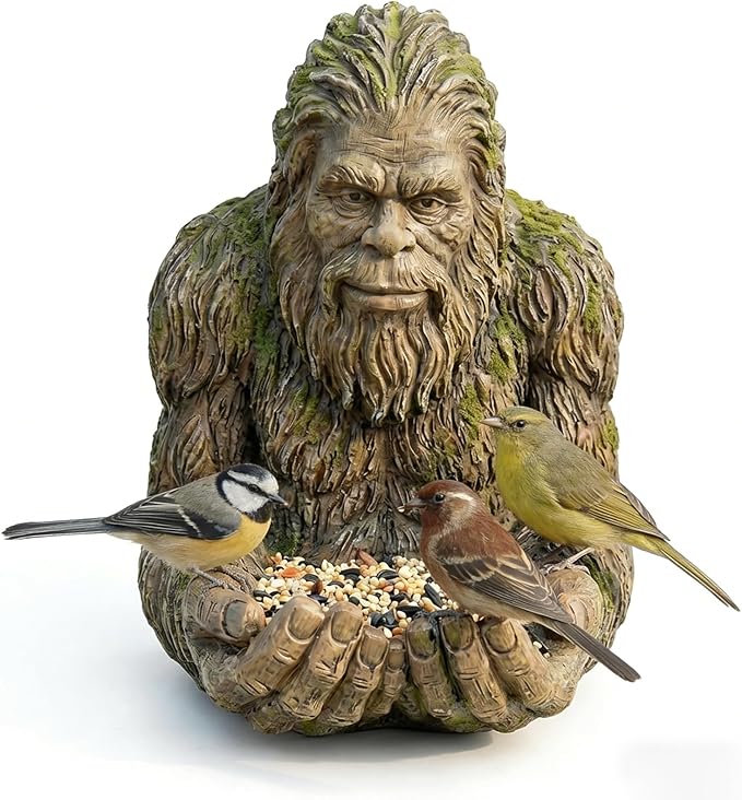 Bigfoot Bird Feeder for Outdoors -Green Garden Yard Art Decoration Sculpture for Hummingbird Squirrel, Wild Bird Feeder with Hidden Hook, The Best Gift for Gardening Enthusiasts and Bird Lovers