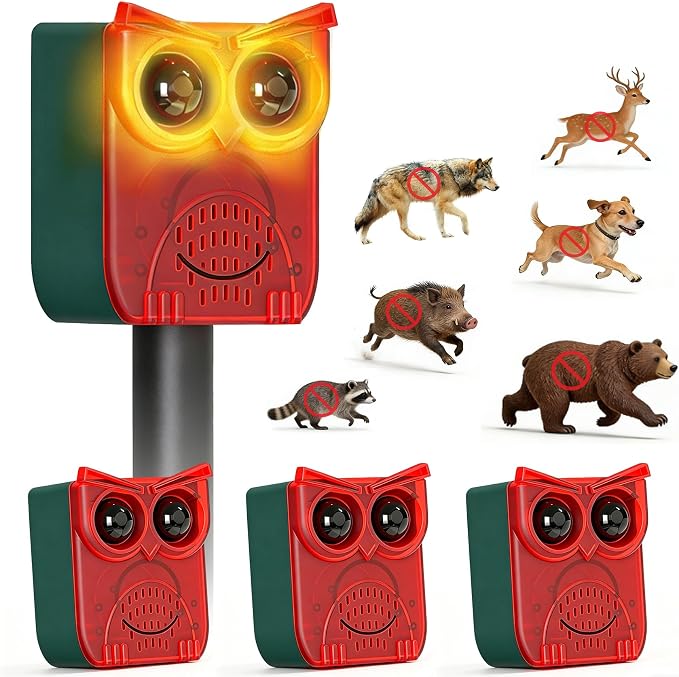 ChunHee Solar Motion Sensor Alarm Outdoor Dog Barking Alarm with 129dB Loud Alarm & PIR Motion Detection, IP65 Weatherproof Motion Activated for Deer, Coyote,Raccoons, Bears