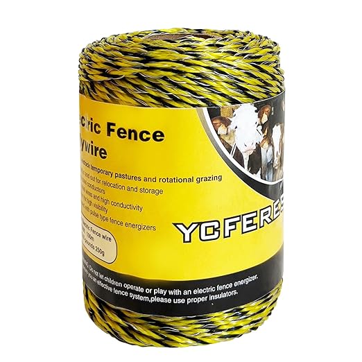 Upgraded Electric Fence Polywire 330 Feet，100 Meter，6 Stainless Steel Strands for Reliable Conductivity and Rust Resistance，Portable Electric Fence Rope