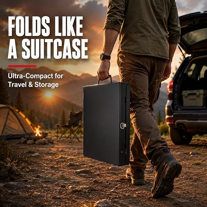 Portable BBQ Charcoal Camping Grill: Tabletop Folding Barbecue Grills for Outdoor Cooking, Beach, Travel, Tailgates, Fathers Day Birthday Grilling Gift for Men Dad Husband