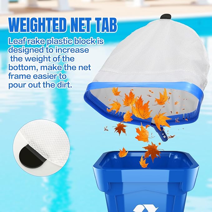 joyhalo Pool Skimmer Net with Pole, 2.5FT-10FT Adjustable Aluminum Pole & Fine Mesh Pool Net,Larger Capacity Skimmer Leaf nets for Cleaning Leaves, Debris