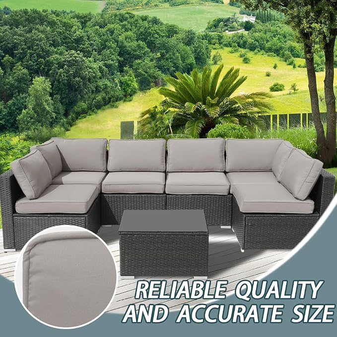 14Pcs Outdoor Cushion Covers Replacement Washable w/Zipper for 6-Seaters Sofa Patio Slipcovers Set Seat and Back Covers Only-23.6x23.6x4inch