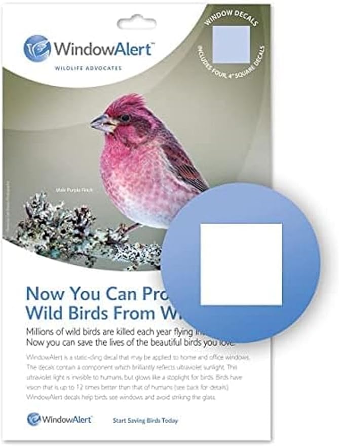 WindowAlert Classic Square Anti-Collision Decal - UV-Reflective Window Decal to Protect Wild Birds from Glass Collisions - Made in The USA