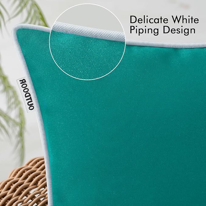 MIULEE 2-Pack Waterproof Pillow Protectors - Decorative Throw Pillow Covers, Solid Color, 20x20 Inch, Dark Teal; Ideal for Patio, Tent, Bed, Sofa, Living Room