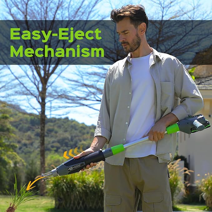 Weed Puller Tool, 21V Powerful Garden Tools Electric Weeding Tool with 2.0Ah Battery and Charger, Gardening Tools Weeder Tool with 3-Claw Steel Head for Smooth Weeding, Gifts for Men Women
