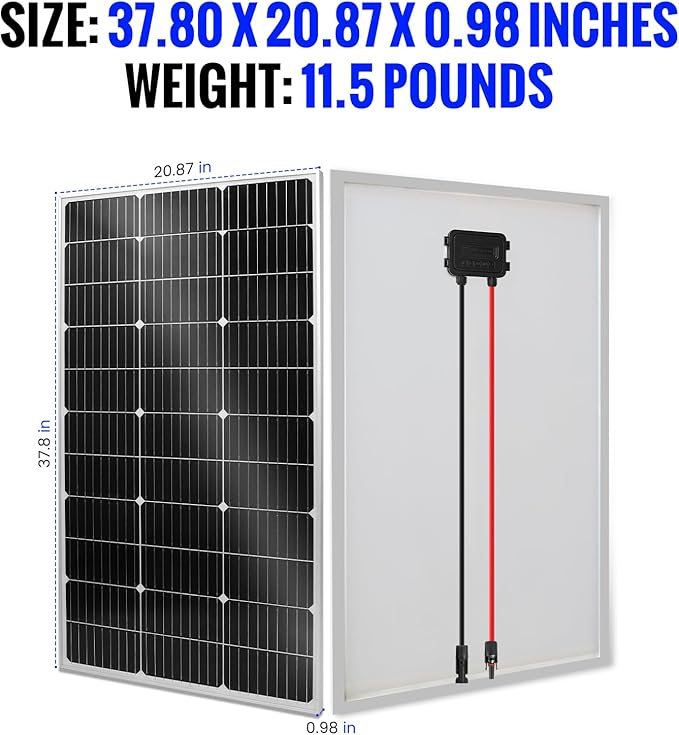 100W Monocrystalline Solar Panel Kit with 30A PWM Controller - 12V/24V High Efficiency Solar Panel for RV, Boat, Cabin, Off-Grid System-2pack
