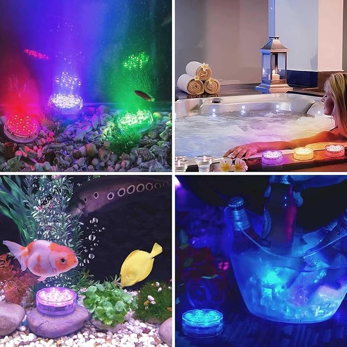 Submersible LED Pool Lights for Inground Pools and Above Ground Pools, 16 Colors 4 Modes Battery Powered Underwater LED Lights with Remote for Pool Pond Camping Bucket Decoration (4 Pack)