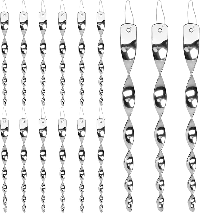 Factee 15 Pack Bird Reflective Rods for Outdoors, Woodpecker Deterrent Devices for House, Spiral Garden Bird Scare Reflectors, Hanging Mirror Twists for Yard, Patio, Garden, Farm, Decoration