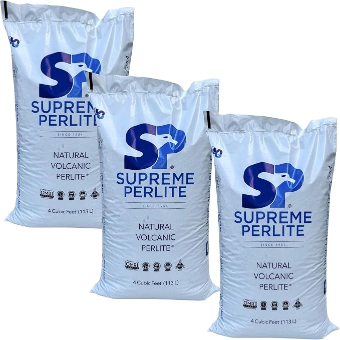 Supreme Perlite 3 Pack Medium Horticultural Perlite for Potting Soil, Seed Starting, Propagation, Organic Gardening & Soil Aeration, 4 Cu Ft Bag