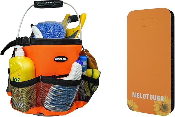 MELOTOUGH Bucket Washing Tool Organizer for a 5 Gallon Bucket Tool Organizer, Garden Kneeling Pad, 1" Thick Soft NBR Foam Kneeling Pads for Gardening, Cleaning, Work - Lightweight & Comfortable