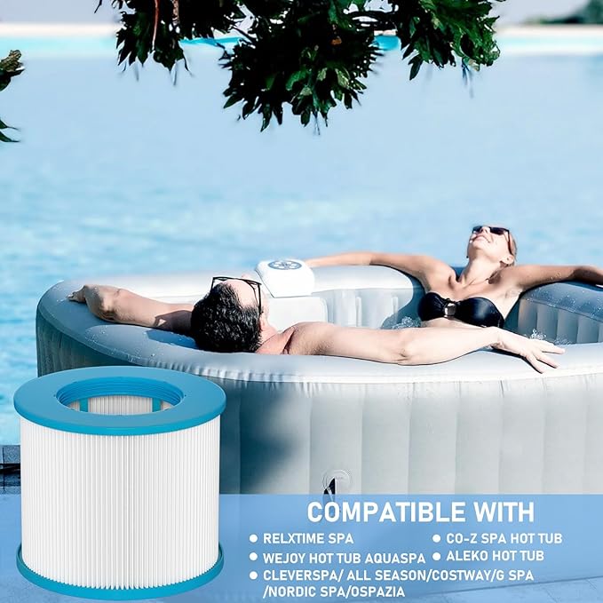 Hot Tub Filter Replacement Cartridges Compatible with All RELXTIME Hot Tub, ALEKO Hot Tub, Wejoy Hot Tub Aquaspa, Spa Filters for Hot Tub Screw On, Pack of 10