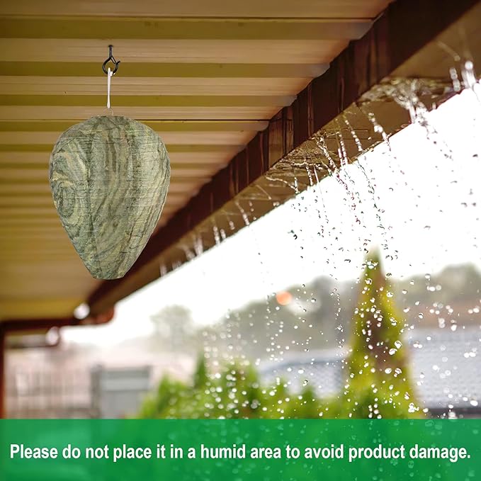 DECYOOL 4 Pack Paper Wasp Nest Decoy Hanging Wasp Nest Stay Away from Wasps Hornets Yellow Jackets