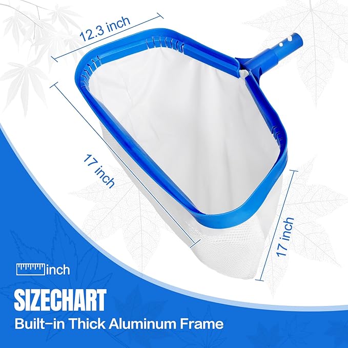joyhalo Pool Skimmer Net with Pole, 2.5FT-10FT Adjustable Aluminum Pole & Fine Mesh Pool Net,Larger Capacity Skimmer Leaf nets for Cleaning Leaves, Debris