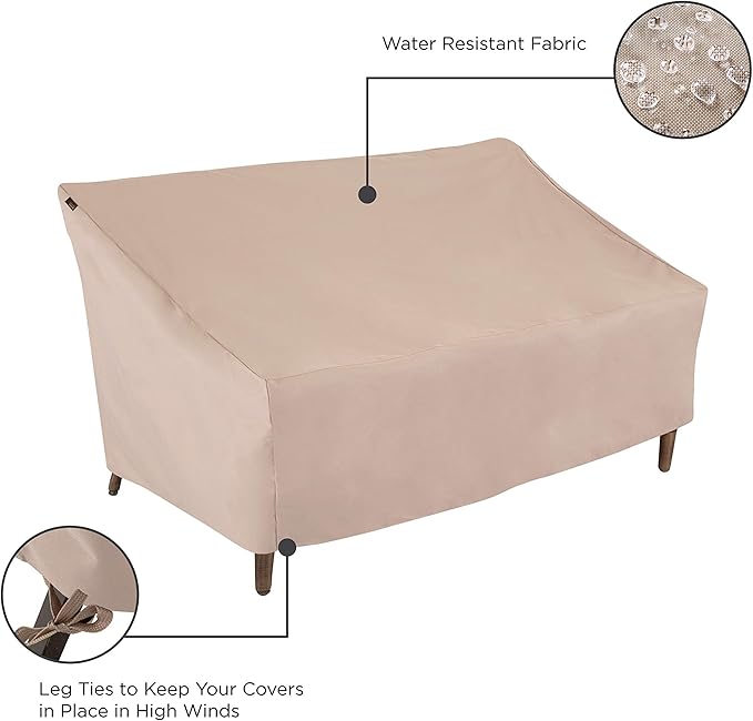 Modern Leisure Chalet Patio Loveseat Cover - Weather-Resistant Fabric - Outdoor Furniture Protection Perfect for Patio, Deck, and Porch - 66" L x 40" W x 39" H - Beige - 1-Pack