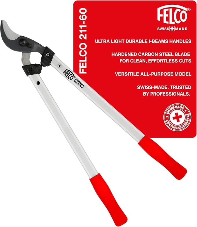FELCO F211-60 Swiss Made Loppers for Gardening – 24" Lightweight Precision Loppers for Tree Trimming | Tree Branch Cutters | Tree Trimmer Tool with Curved Bypass Blade | I-Beam Handles | Landscape