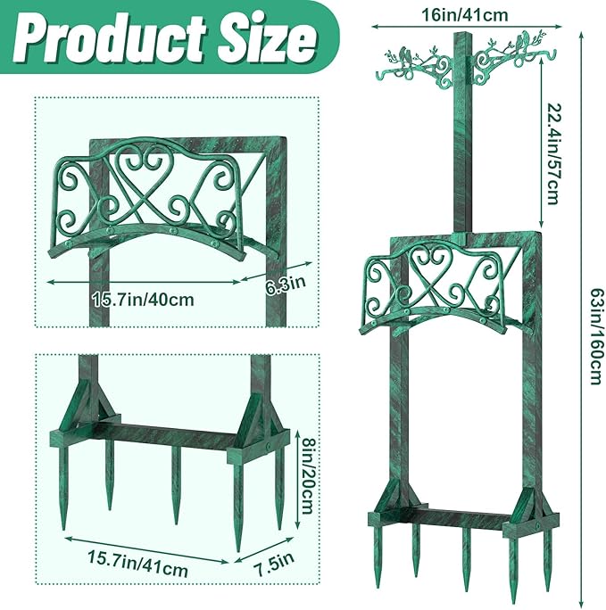 Garden Hose Holder for Outside, Upgraded Water Hose Holders with 2 Shepherds Hooks,Freestanding Heavy Duty Hose Stand Hose Hanger Hose Storage Hose Reel Rack for Yard Lawn Farm(Antique Green)