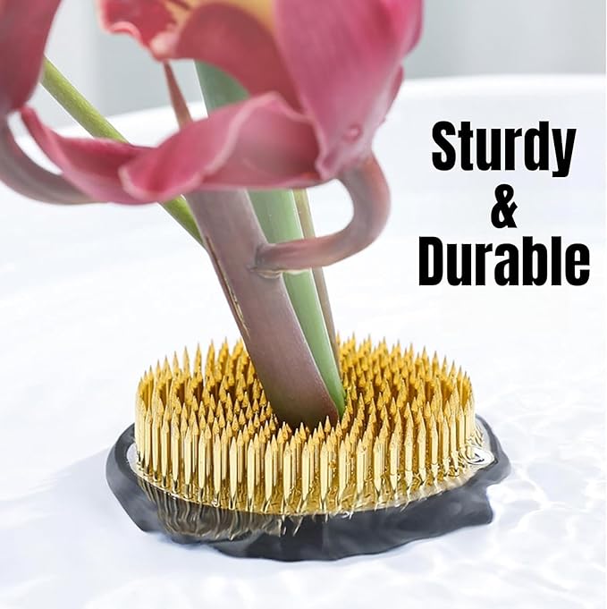 2inch Flower Frogs Set, Stainless Floral Frogs Ikebana Kenzan, Round Flower Arrangement Tool Floral Holder Pin Frogs for Ikebana Flower Vase Home DIY Craft (4Pcs 2inch Gold)
