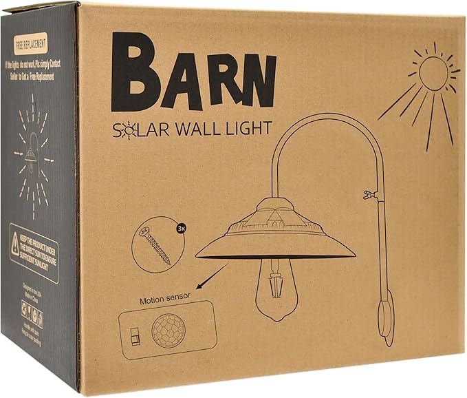 Goodeco Solar Barn Light with Motion Sensor - Metal Design Outdoor Lights - 4 High Efficiency Solar Panels with Clear Glass LED Edison Bulbs, Chicken Coop Light & More (Bronze)