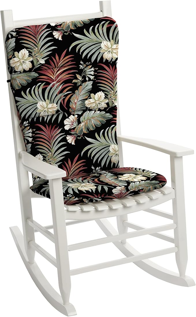 Arden Outdoor Adirondack or Rocking Chair Cushion, 20 x 17, Rain-Proof, Fade Resistant 17 x 20, Simone Black Tropical