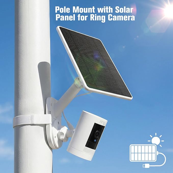 6W Solar Panel with Camera Mount for Ring Spotlight Cam Plus/Pro (Battery), Ring Stick Up Cam & Outdoor Cam Plus (Battery), 2-in-1 Solar Charger Wall Mount for Outdoor Security Cameras