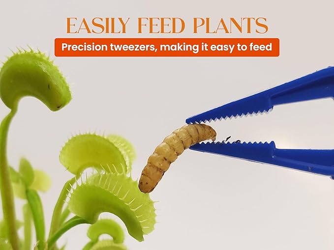 Venus Fly Trap Live Plant Food Bundle – Carnivorous Plant Food with Feeding Tweezers – 2 Resealable 0.35oz Bags of Black Soldier Fly Larvae – Nutrition for Venus Flytraps, Pitcher Plants, and Sundews