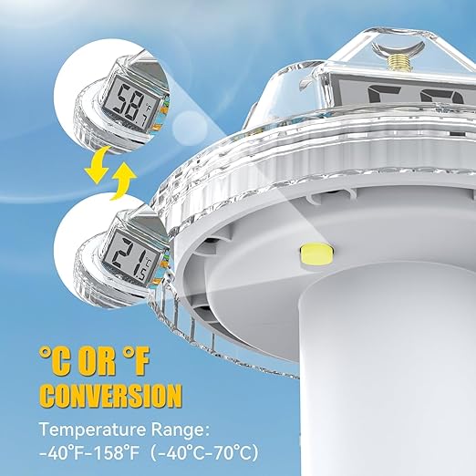 BaldrTherm Pool Thermometer Digital Floating Easy Read, Anti-Fog 360° Reading, IPX7 Water Temperature Monitor for Hot Tub/Ice Bath/Swimming Pool/SPA/Aquarium/Pond