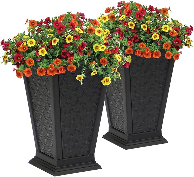 FCMP Outdoor - Modemmo Casablanca Self-Watering Planter (2 Pack), Black