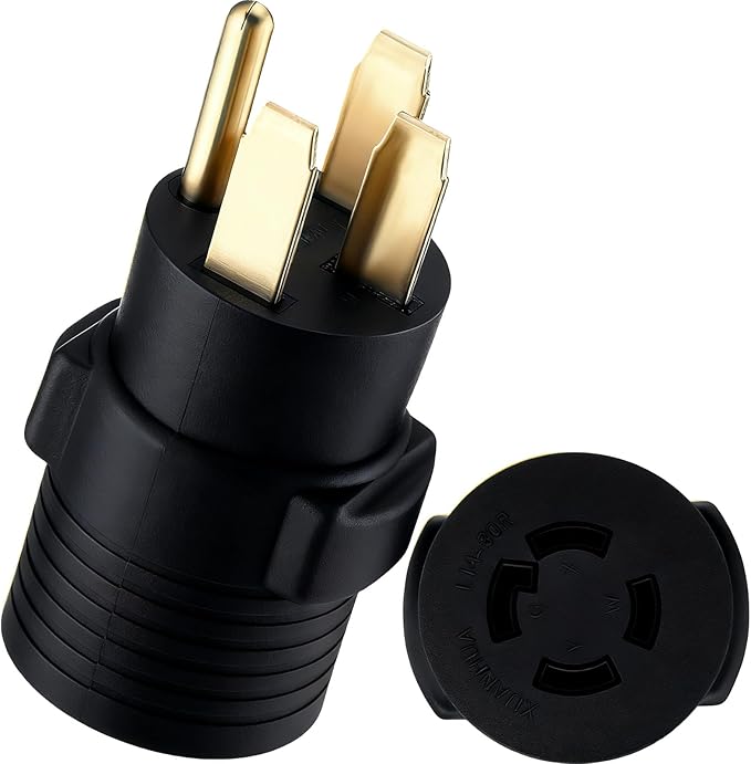 Kanayu NEMA 14-50P to L14-30R 50amp to 30amp Generator Adapter 4 Prong 50amp Generator Male Plug to 4 Prong 30amp Locking Female, Generators to House Inlet Box Adapter(Black)