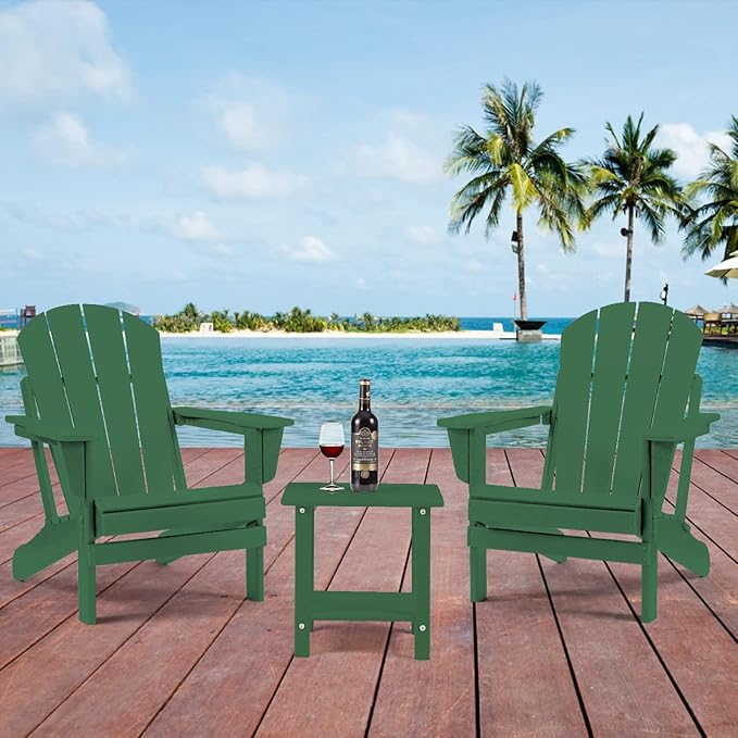 Apolimi Adirondack Outdoor Side Table, 2-Tier Sturdy Patio End Table Weather Resistant, 16.5" Solid Side Table for Patio, Pool, Porch