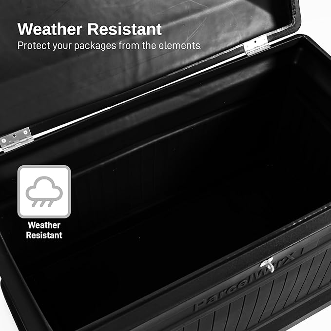 RTS Home Acccents ParcelWirx Premium Horizontal Delivery Box Storage Cabinet with Hinged Lid, 33.5" x 18" x 23.2", Black