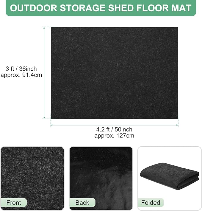 M METERXITY Outdoor Storage Shed Mat, 3x4.2 FT Waterproof Small Shed Flooring Mat for Patio Furniture Floor Protecting from Wear/Liquid/Dust/Oil, Non-Slip Carport Pad [Grey]