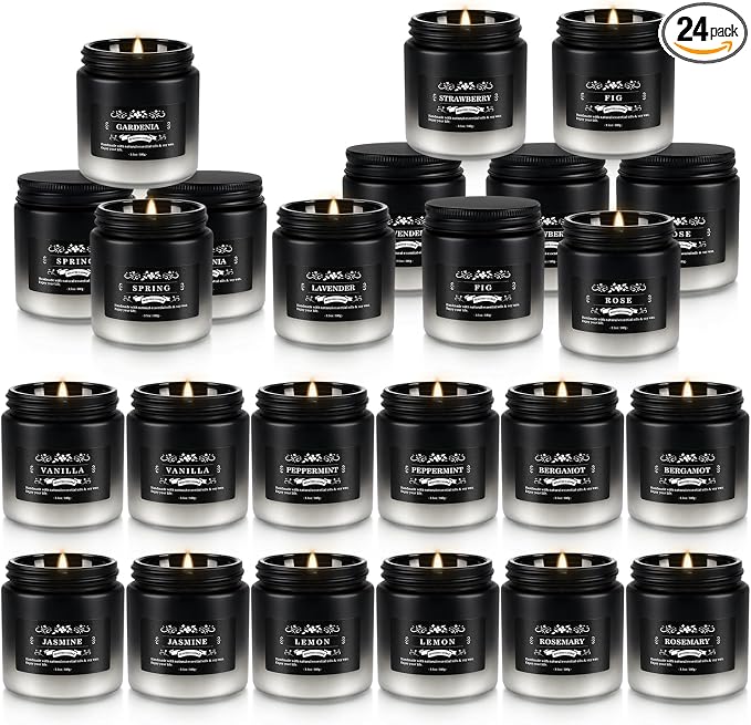 Scented Candles Set - 24 Pack Black&White Men Candles for Home Scented, 3.5 oz, Aromatherapy Soy Candle Gifts Set for Men, Birthday, Valentine, Anniversary, June Holiday Present for Him, Dad, Husband