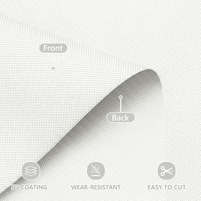 Waterproof Canvas Fabric by The Yard 58inch 600D Upholstery Material Polyester Fabric Outdoor Water Resistant Fabric for Sewing Chair Patio Cushion Purse Bag Interior, Pre Cut 3 Yard White