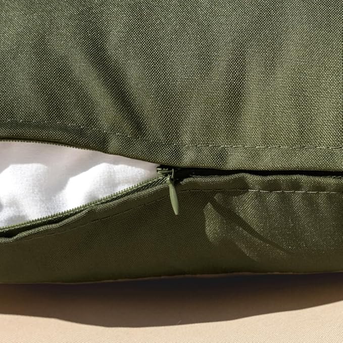 MIULEE Pack of 2 Decorative Outdoor Waterproof Pillow Covers Square Garden Cushion Sham Throw Pillowcase Shell for Spring Patio Tent Couch 16x16 Inch Olive