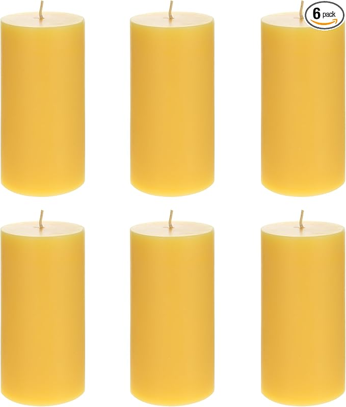 Mega Candles 6 pcs Scented Solid Citronella Pillar Candles, Hand Poured Wax Candle 3 Inch x 6 Inch, Indoor & Outdoor Use, Camping, Festivities, Events, Party Usage, Patio, Barbecue BBQ, Picnics