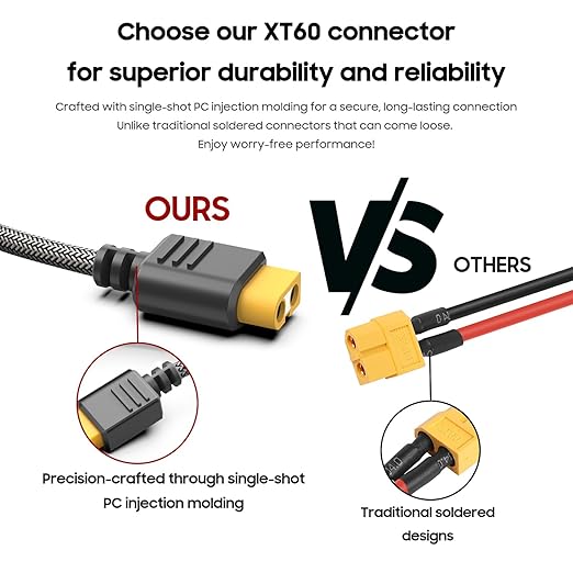 Solar Connector to XT60 Adapter Extension Cable Solar Panel 60W 110W 160W 220W 400W, Compatible with Anker Powerhouse ECOFLOW River Delta Rockpals Solar Generator 11Ft