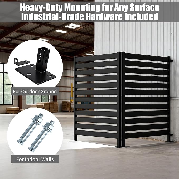 38" W x 42" H x 3 Modular Privacy Screen Kit, 3-Panel Wrought Iron Fence System for Custom Backyard & Patio Enclosures - Hides Multiple AC Units or Creates Dividers